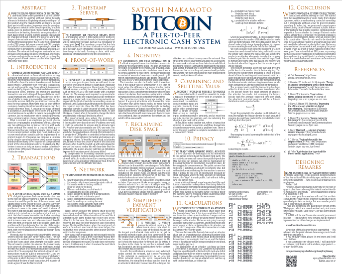 Bitcoin Poster free whitepaper printable